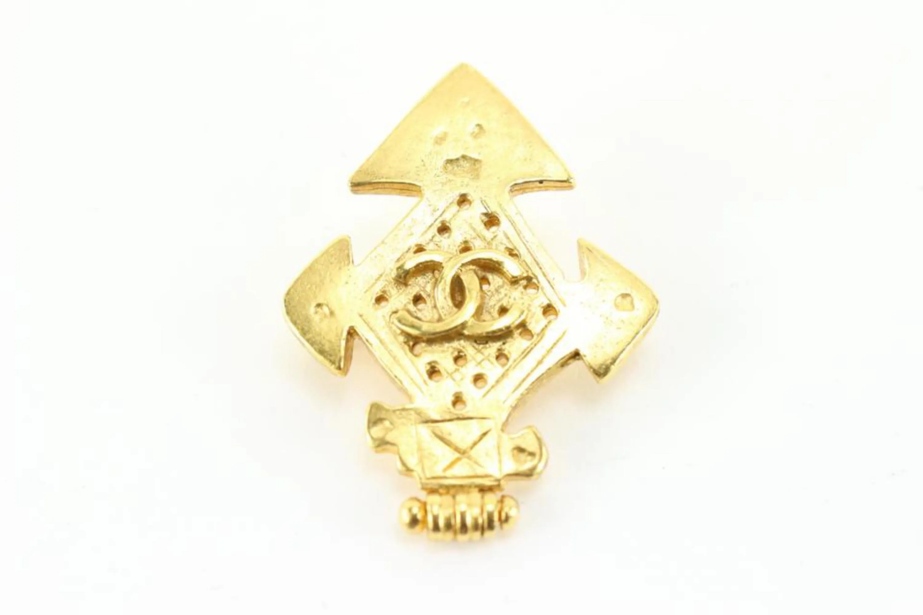 Chanel 94p 24k Gold Plated  CC Cross Brooch Pin 39cc722s