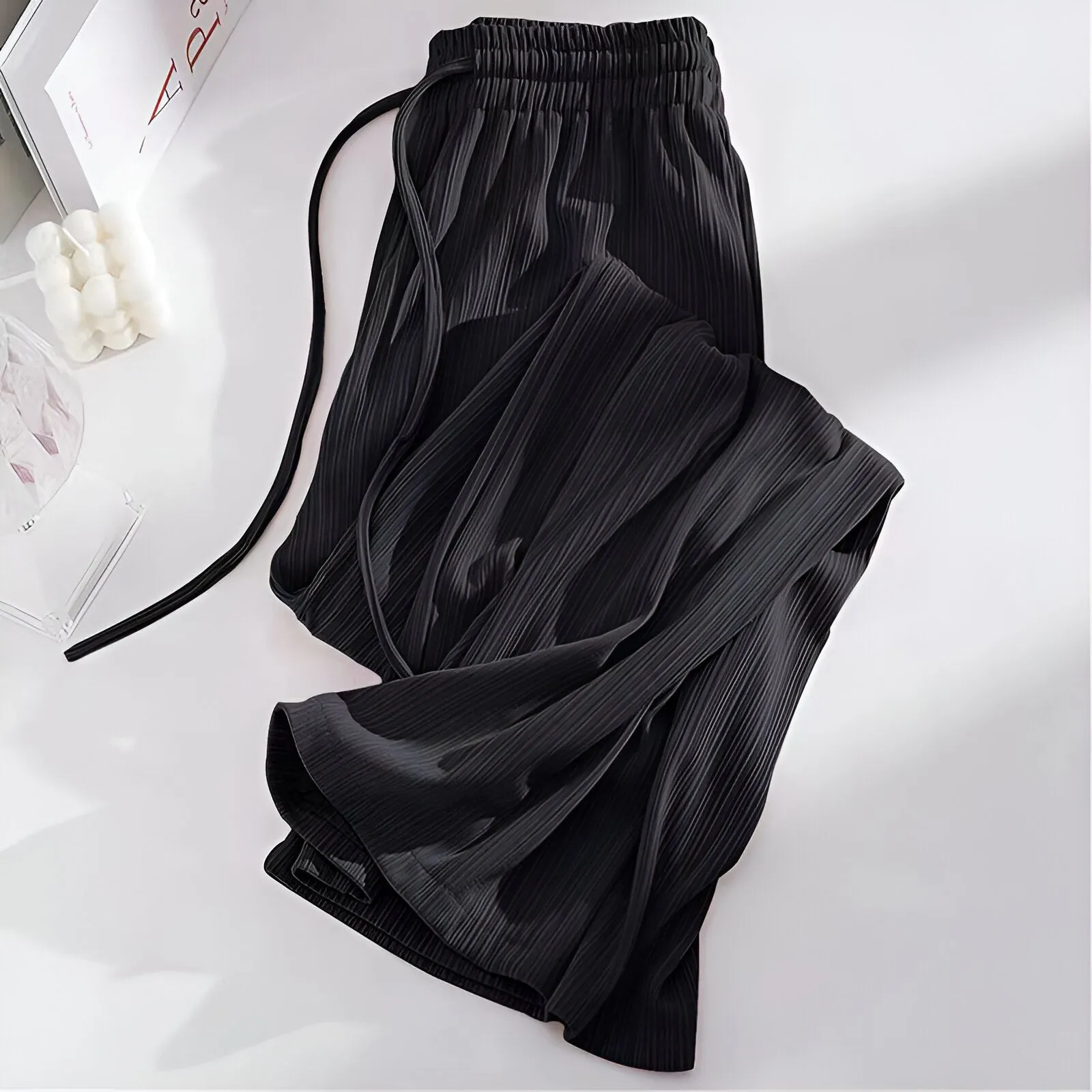 Chrysanthe | Cool and light high-waisted wide-leg pants