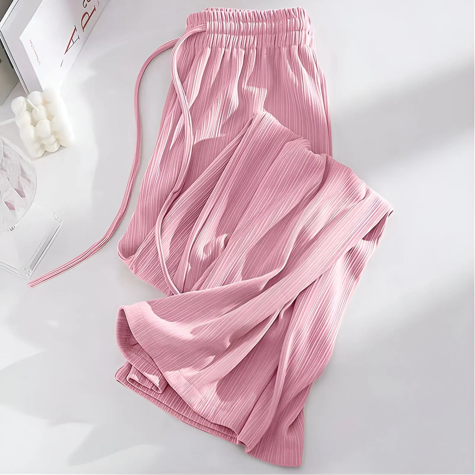 Chrysanthe | Cool and light high-waisted wide-leg pants