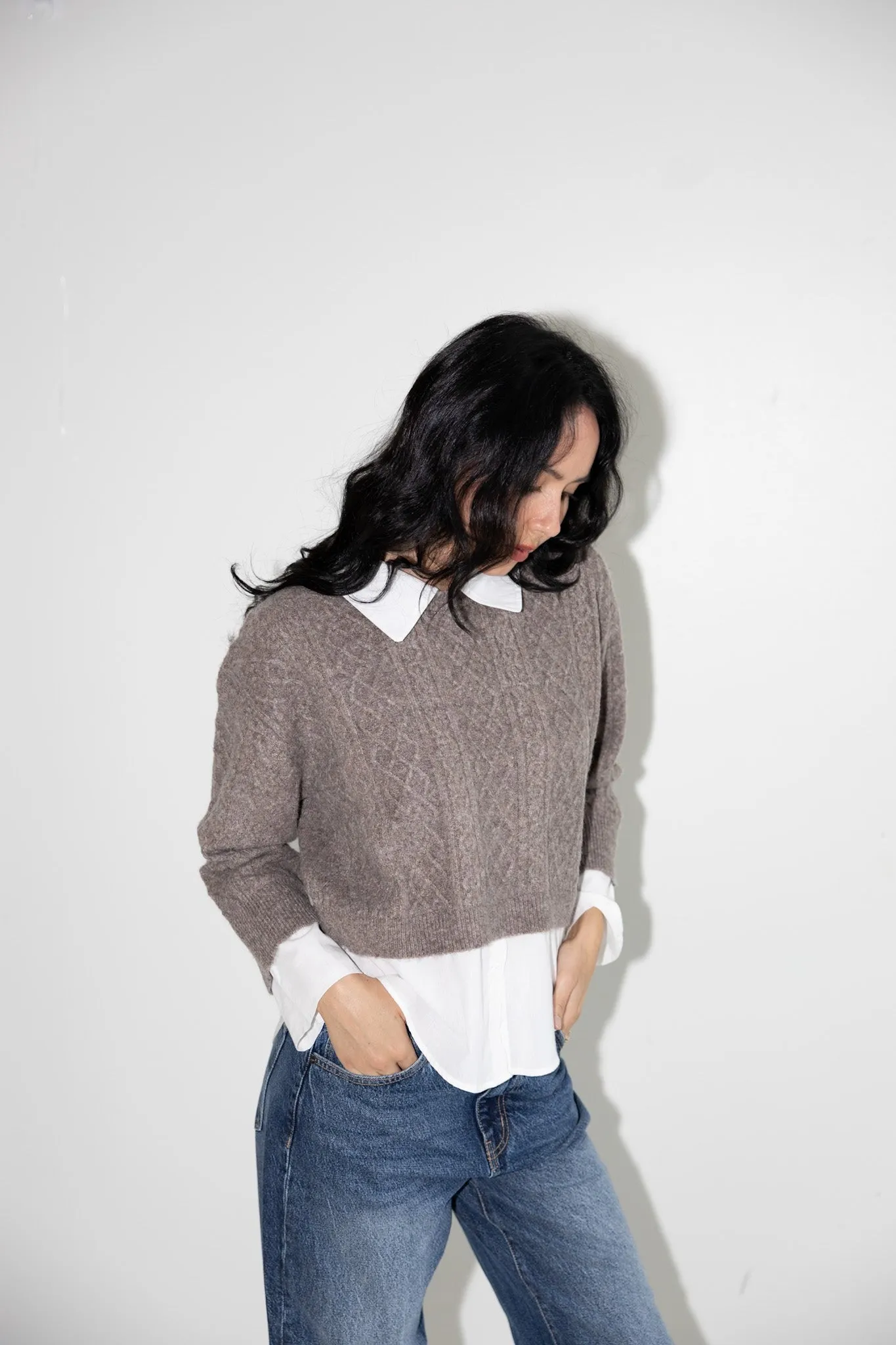 Classic Layered Cable-Knit Sweater-Final Sale
