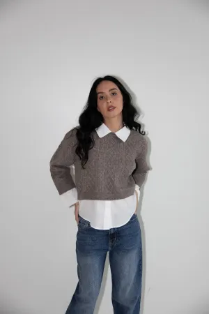 Classic Layered Cable-Knit Sweater-Final Sale