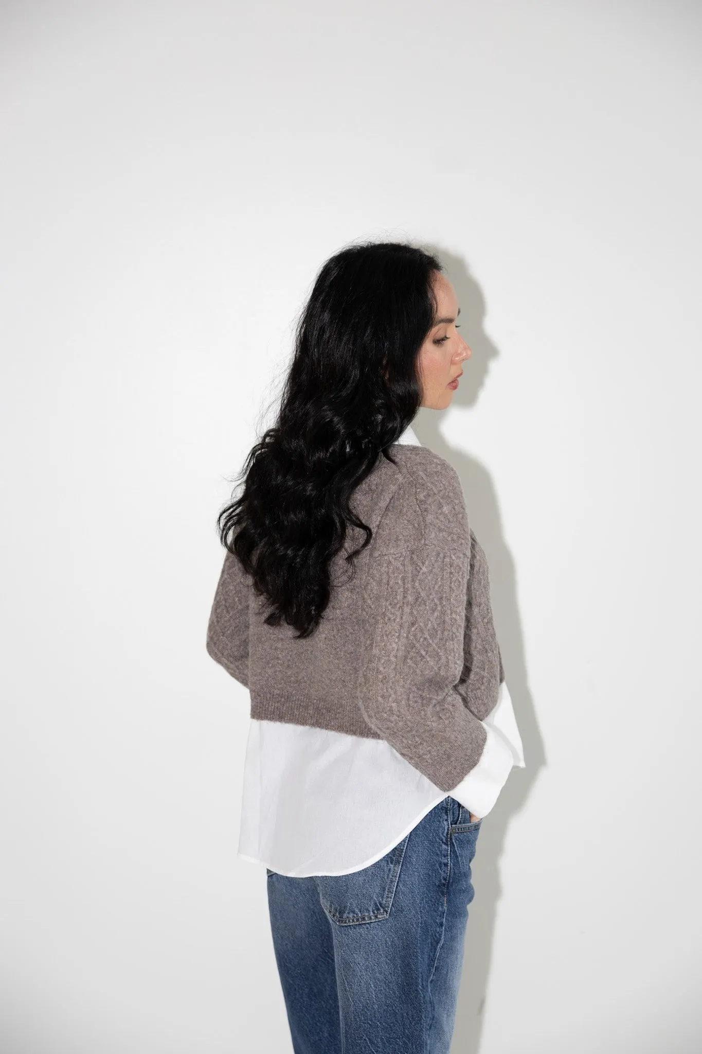 Classic Layered Cable-Knit Sweater-Final Sale