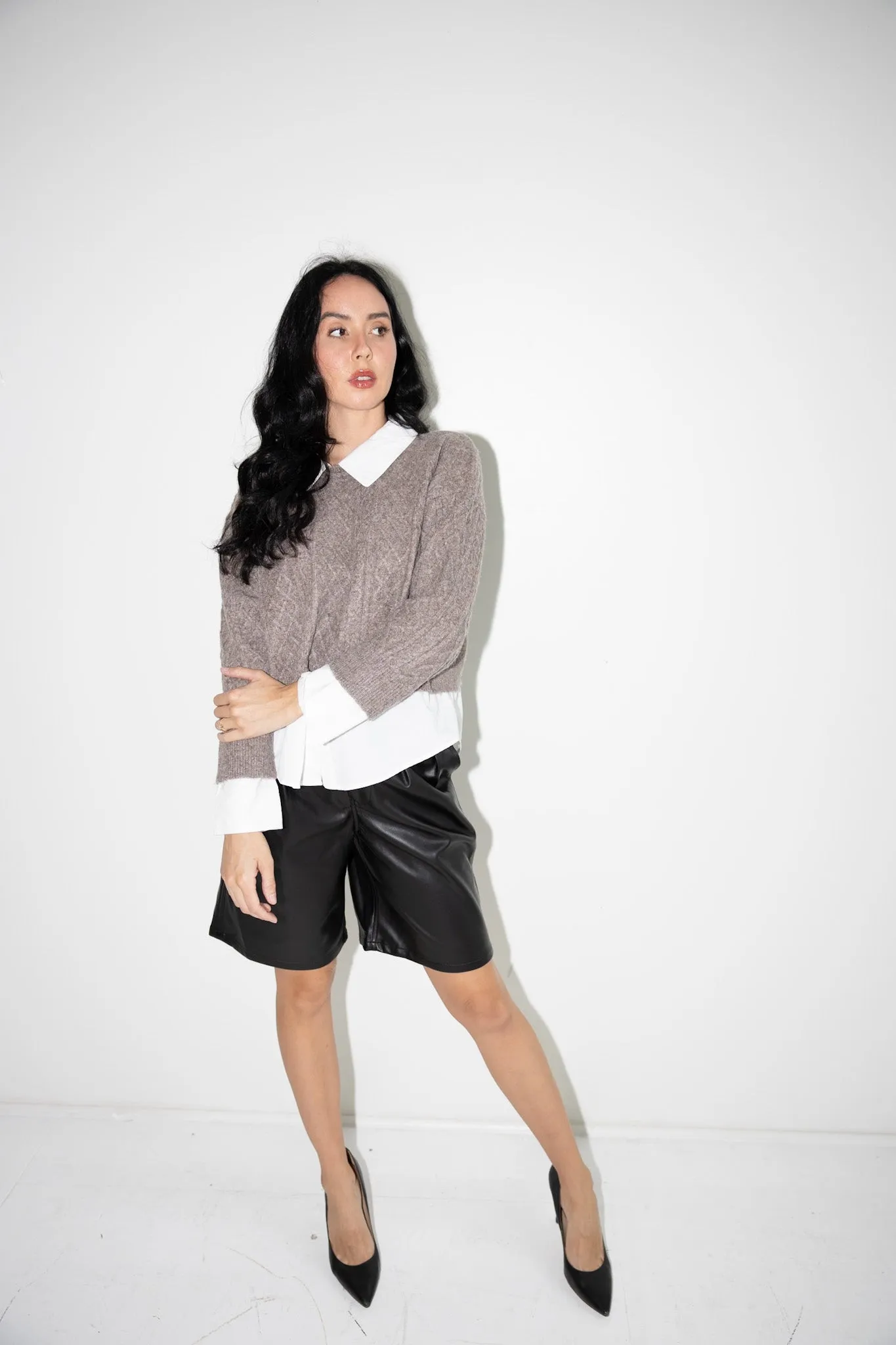Classic Layered Cable-Knit Sweater-Final Sale