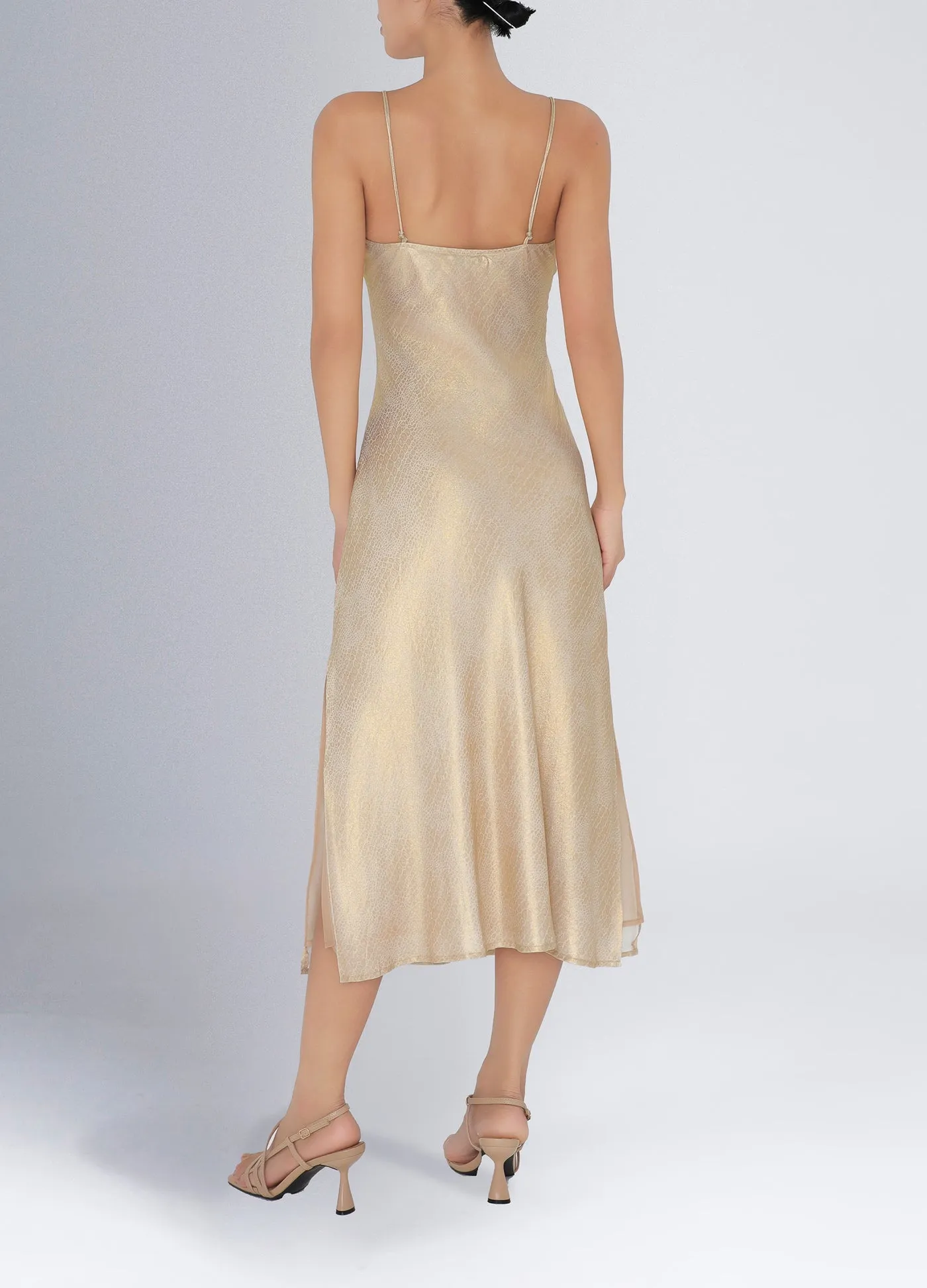 Classic Slip Dress Gold Croco