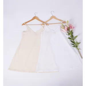 Combo offer-  Set of 2- A-Line Ivory Skin Tone & White Cotton Slips for Dresses