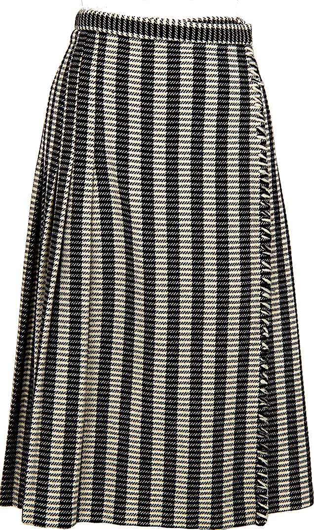 COMME des GARCONS Japan. Ivory, Black Stripe Wrap Wool Skirt