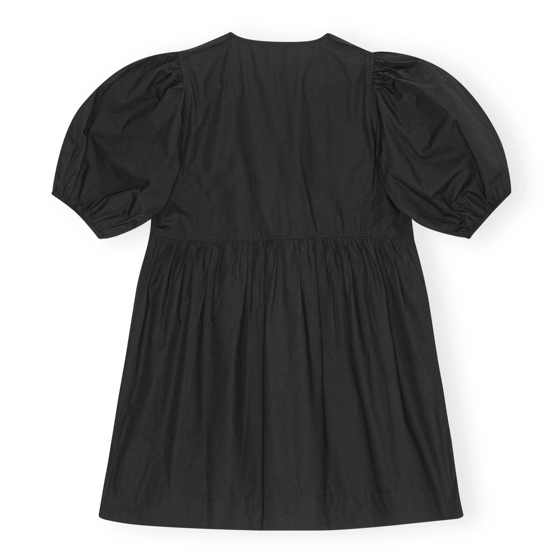 COTTON POPLIN TIE STRING MINI DRESS | BLACK