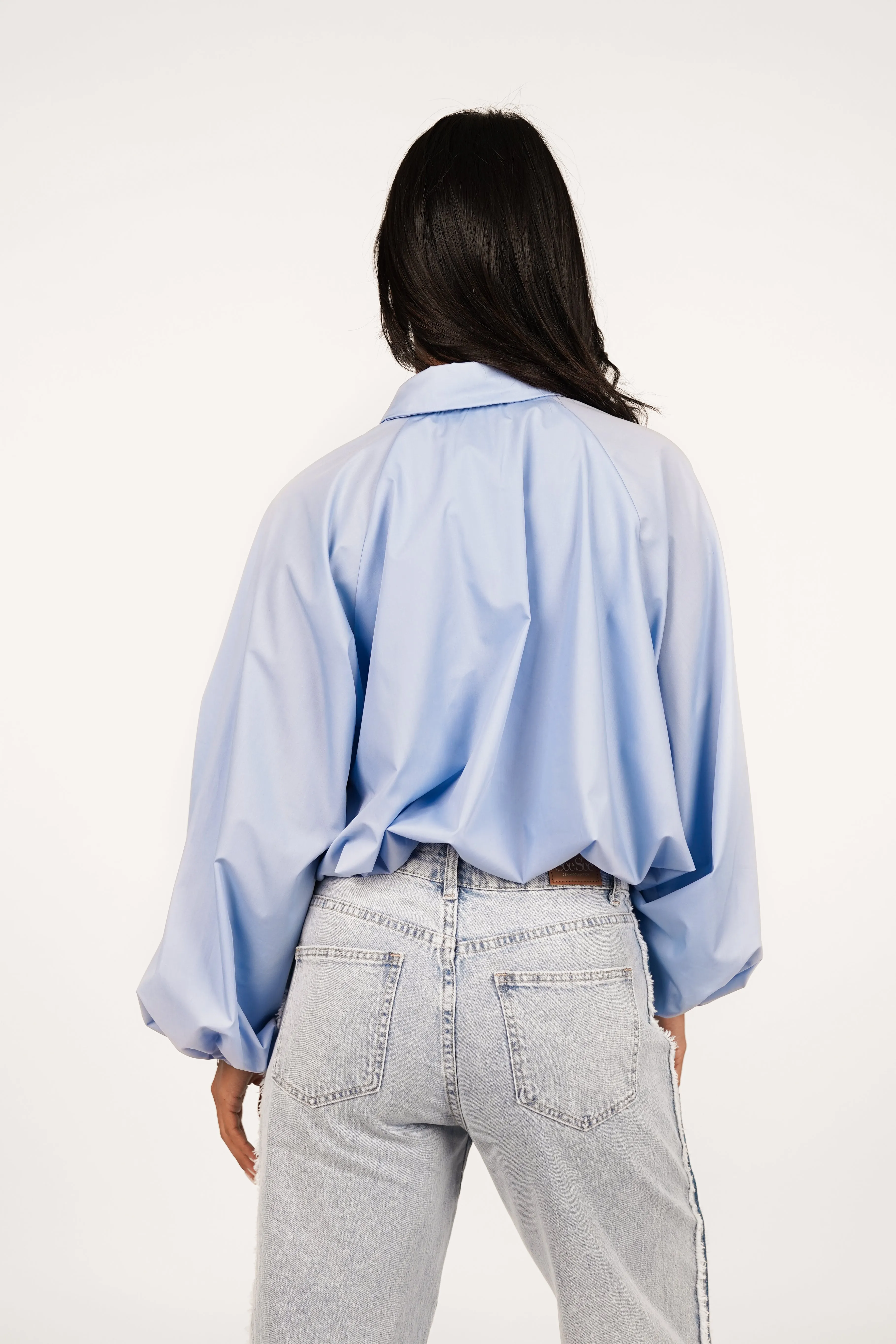 Cropped blouse peplum blauw - Marley