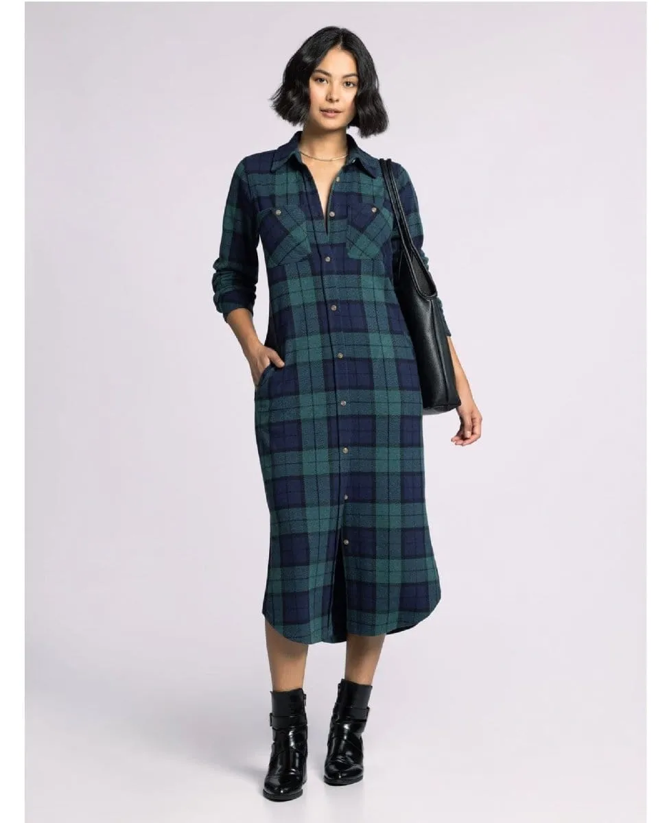 Dahlia Dress Pine Navy Plaid