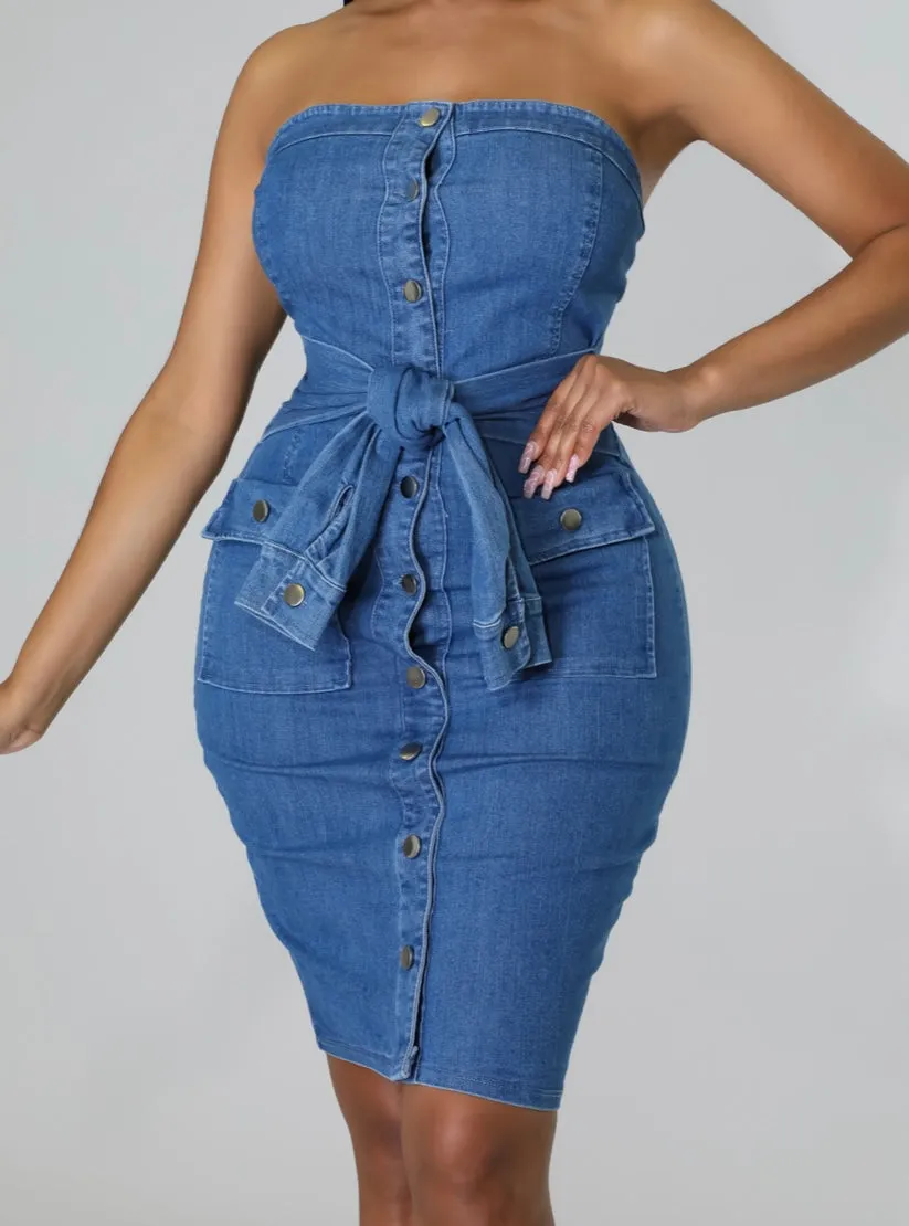 Dainty In Denim Dress