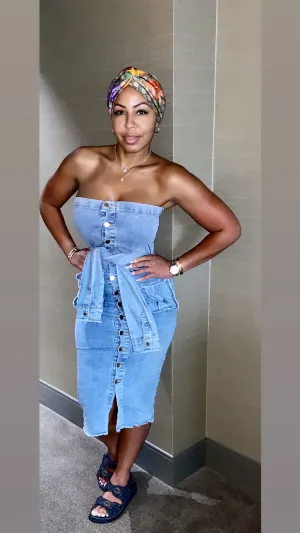 Dainty In Denim Dress