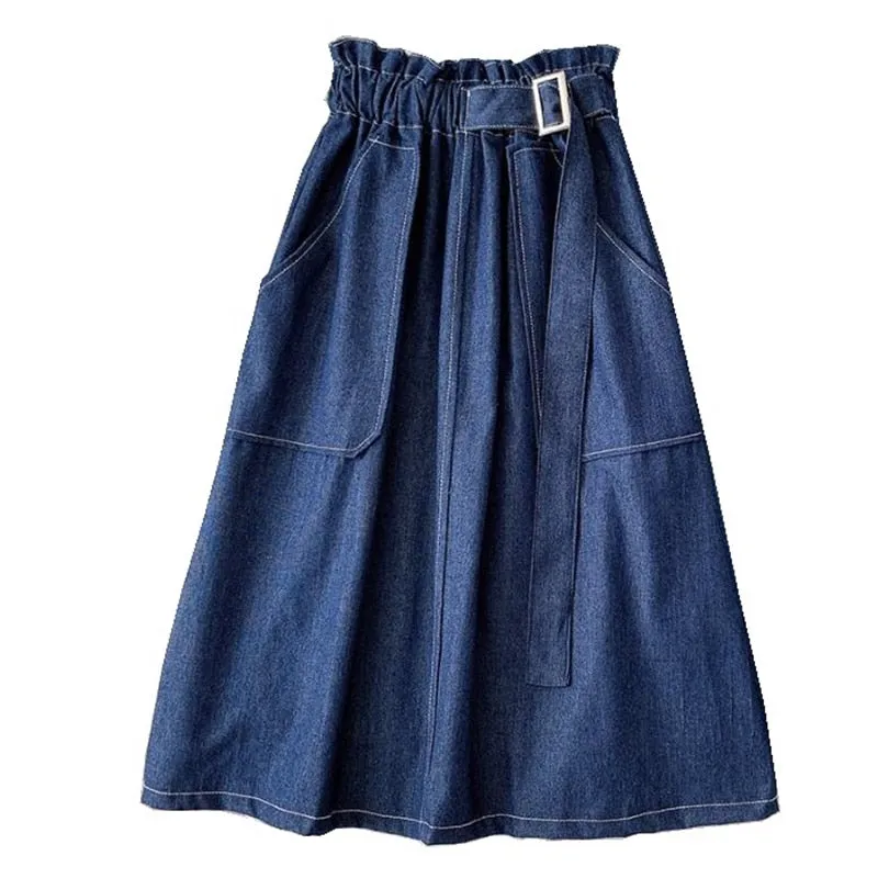 Denim Skirt Women High Waist Midi Jean Skirt Summer Clothing Skirts