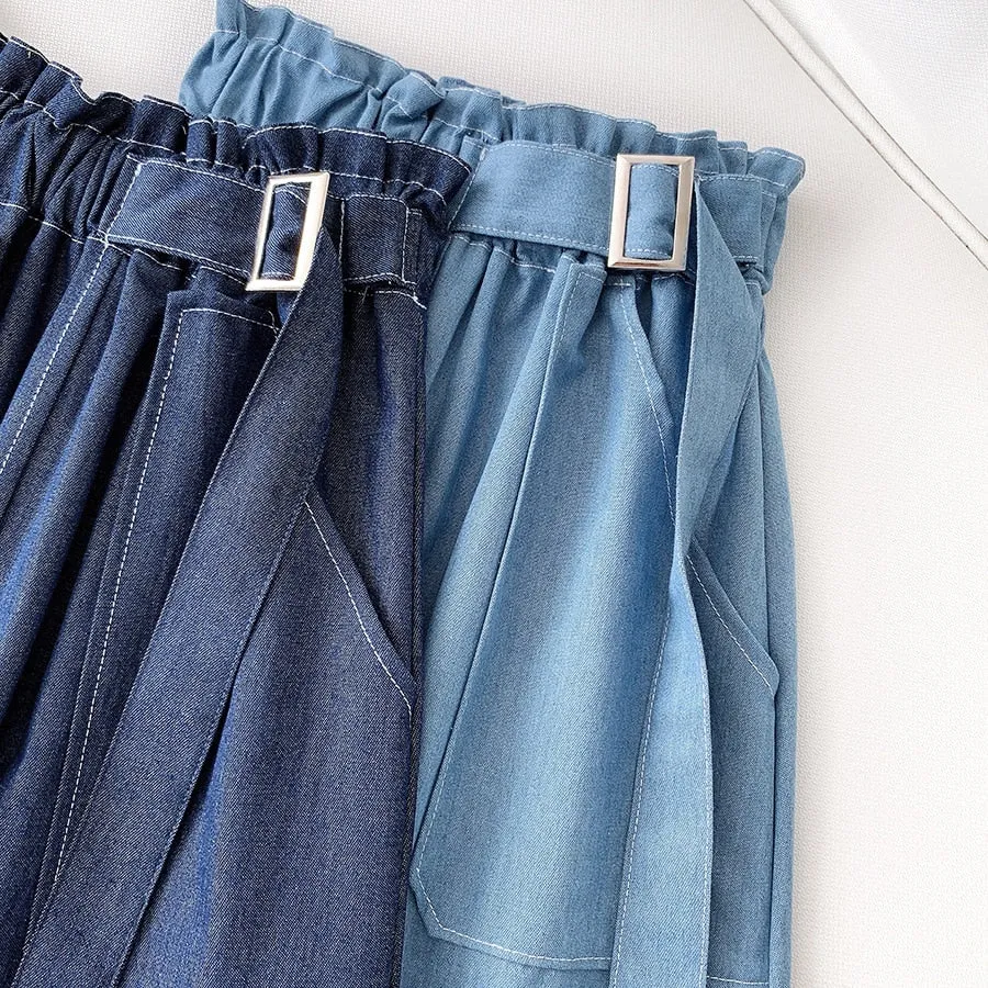 Denim Skirt Women High Waist Midi Jean Skirt Summer Clothing Skirts