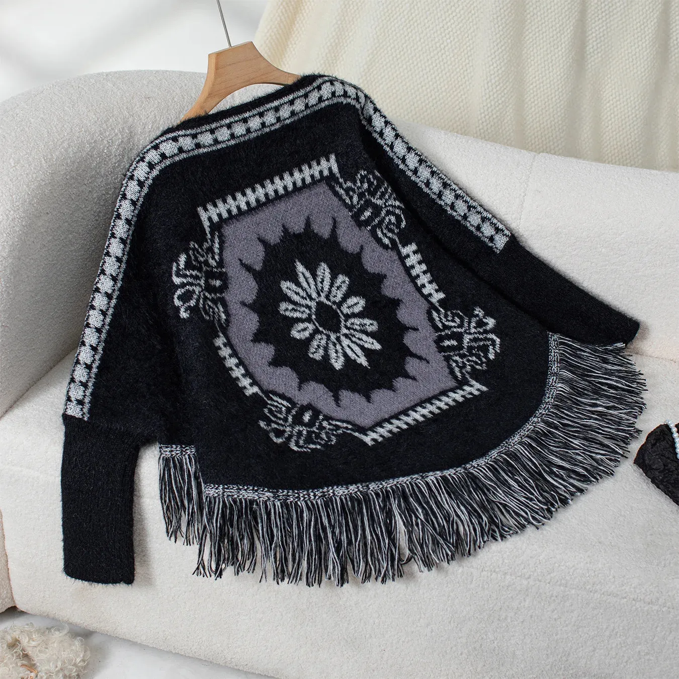 Desert Bloom Tassel Poncho