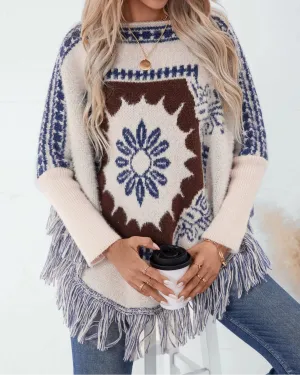 Desert Bloom Tassel Poncho