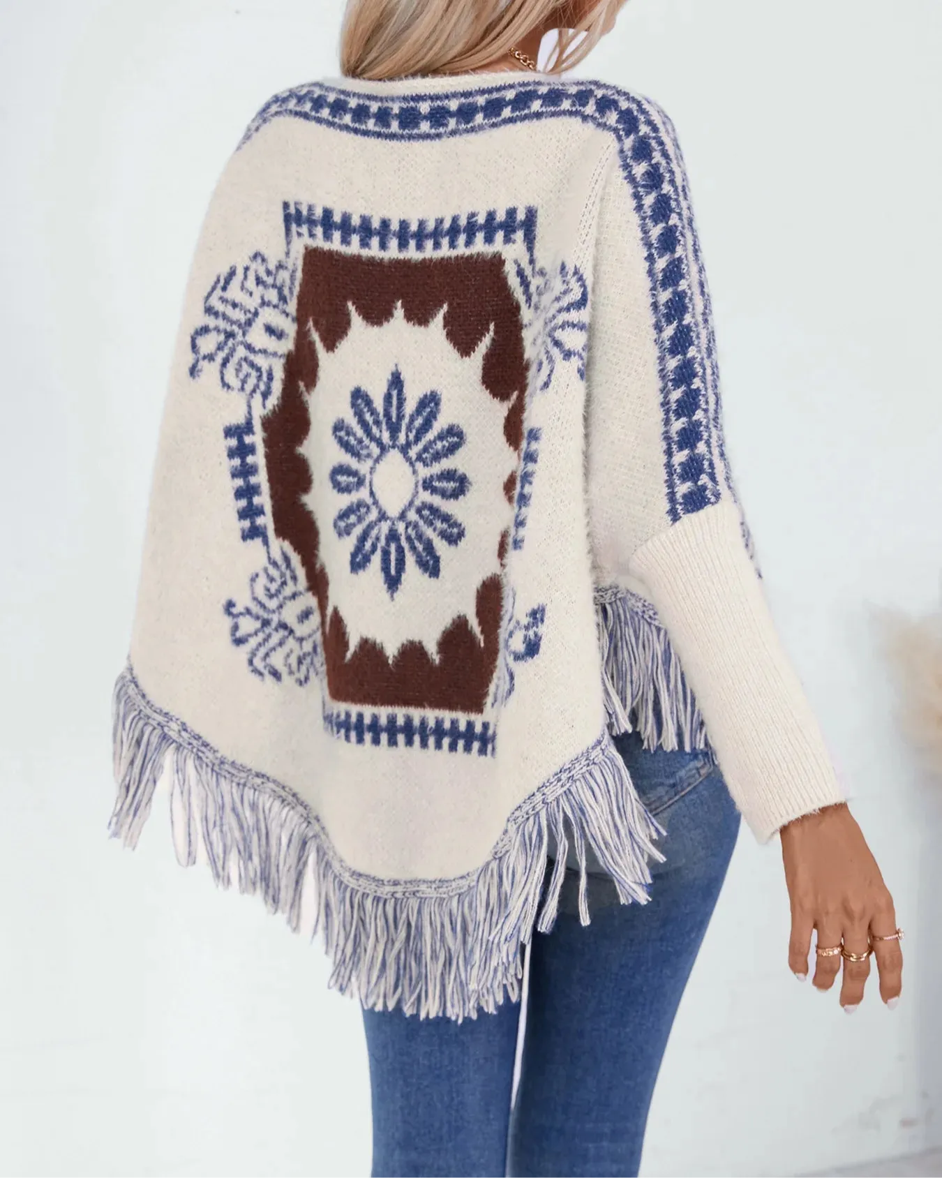 Desert Bloom Tassel Poncho