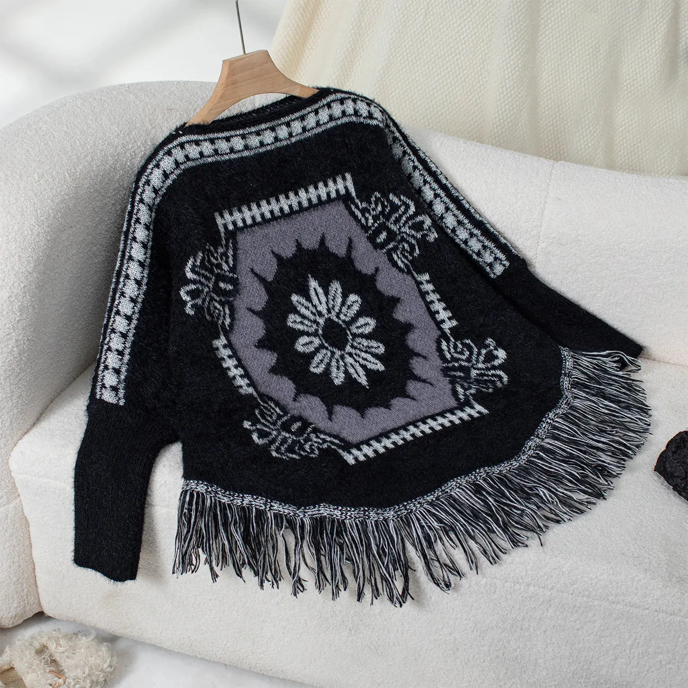 Desert Bloom Tassel Poncho