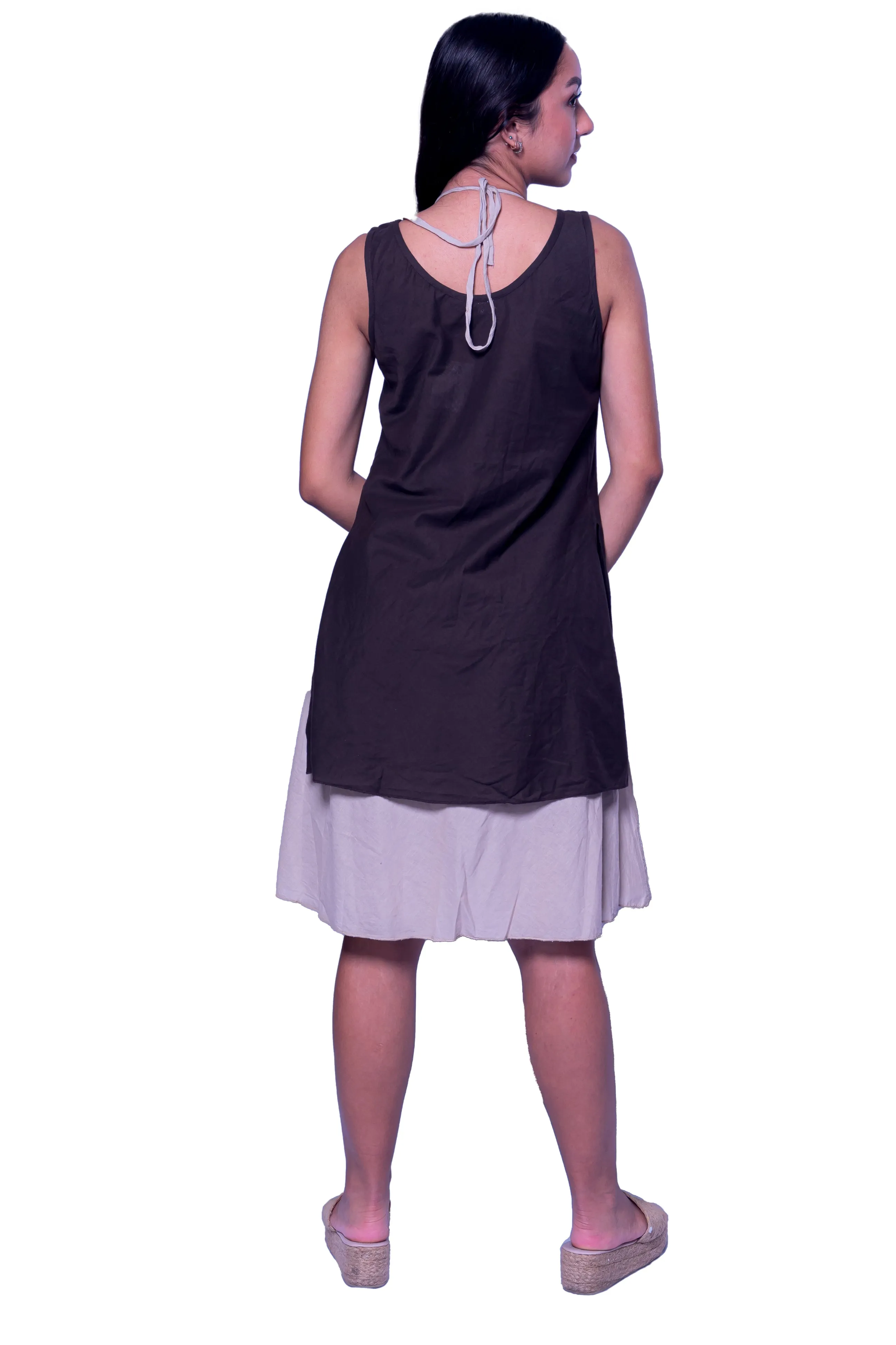 Double Layer Short High Low Dress Black