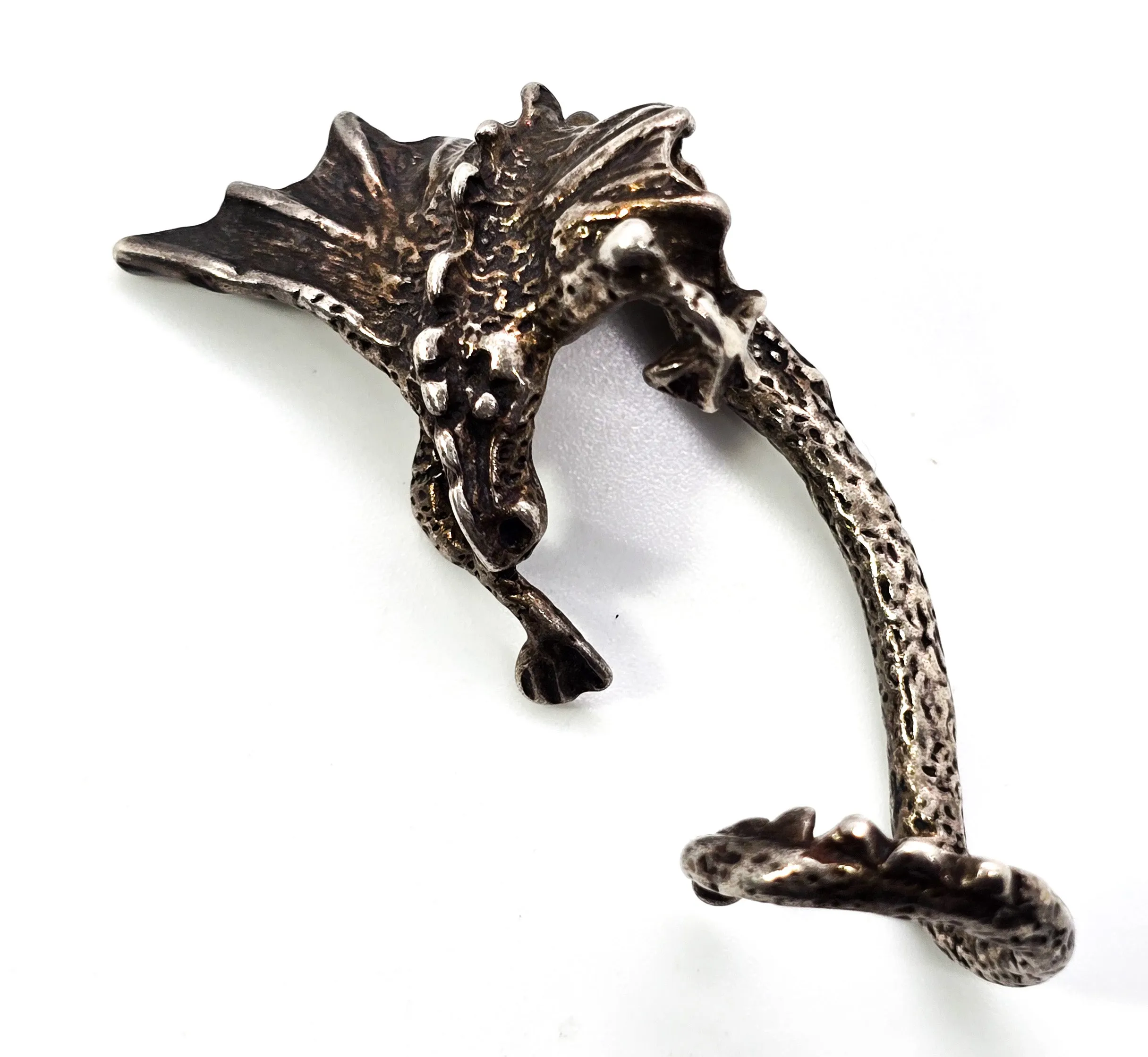 Dragon Retro 1982 sterling silver detailed ear cuff wrap no pierce cartilage ear hugger