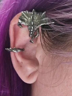 Dragon Retro 1982 sterling silver detailed ear cuff wrap no pierce cartilage ear hugger