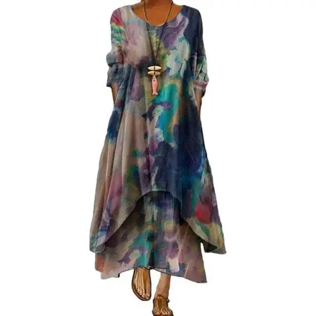 Dress 2021 summer style European and American fashion popular printed long sleeved dress female ins online trend hot sale B060