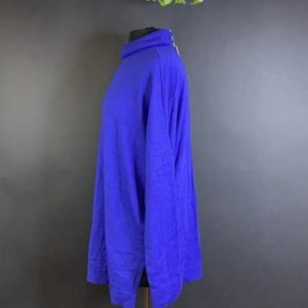 Eileen Fisher Blue Tencel Center-Seam Relaxed Turtleneck Sweater-Medium