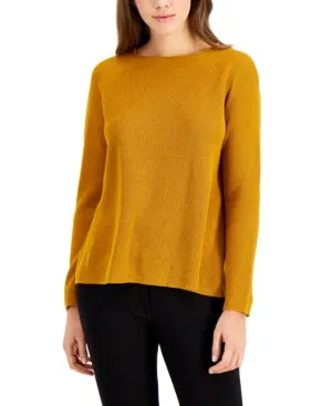 Eileen Fisher Long-Sleeve Sweater, GOLDENROD M