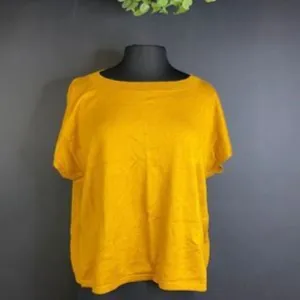 Eileen Fisher Organic Linen & Organic Cotton Sweater, Size Medium - Orange