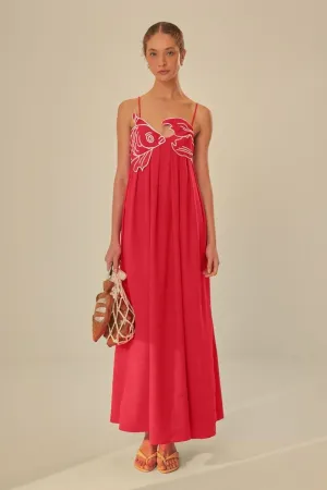 Eileen | Goldfish Embroidered Maxi Slip Dress