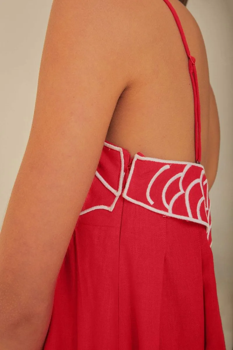 Eileen | Goldfish Embroidered Maxi Slip Dress