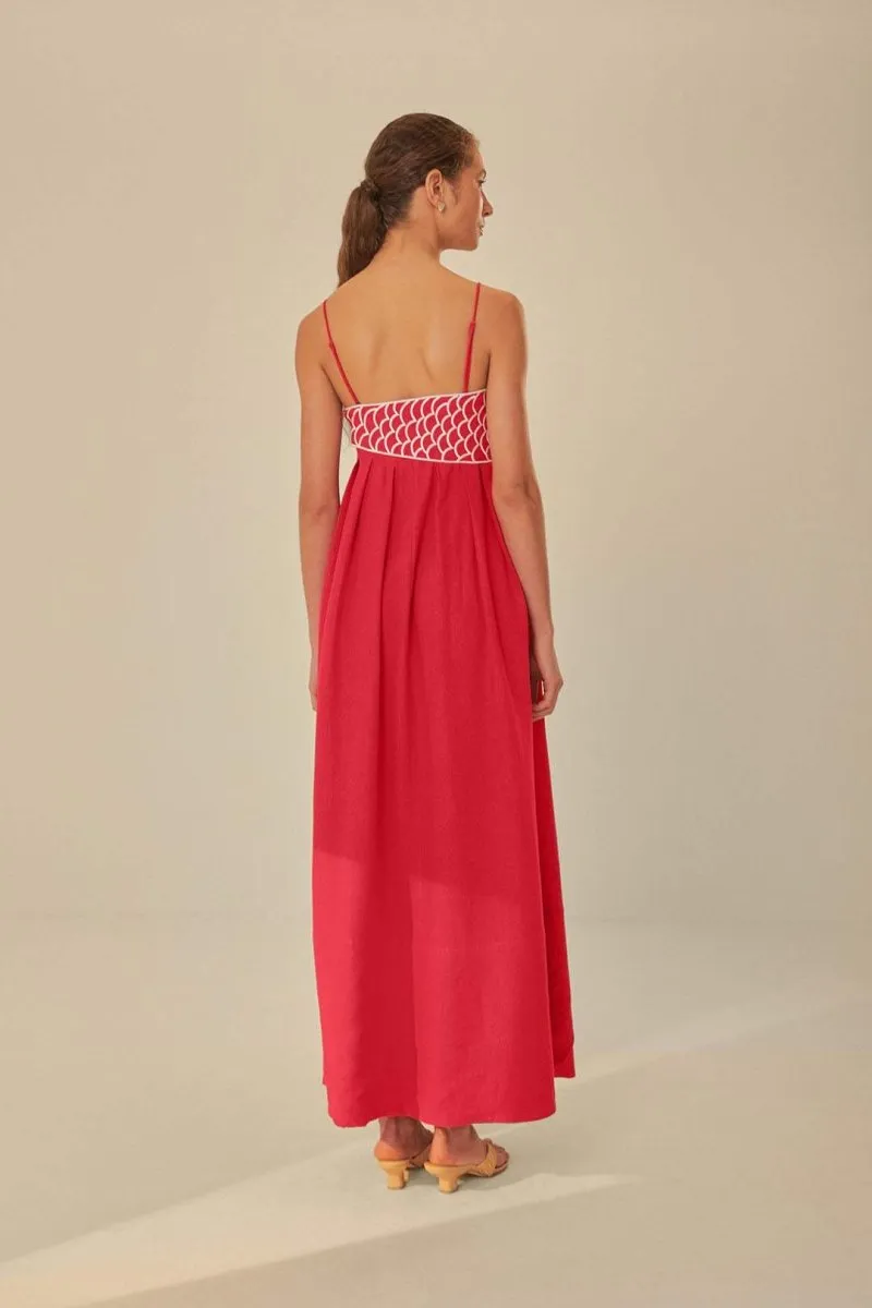 Eileen | Goldfish Embroidered Maxi Slip Dress