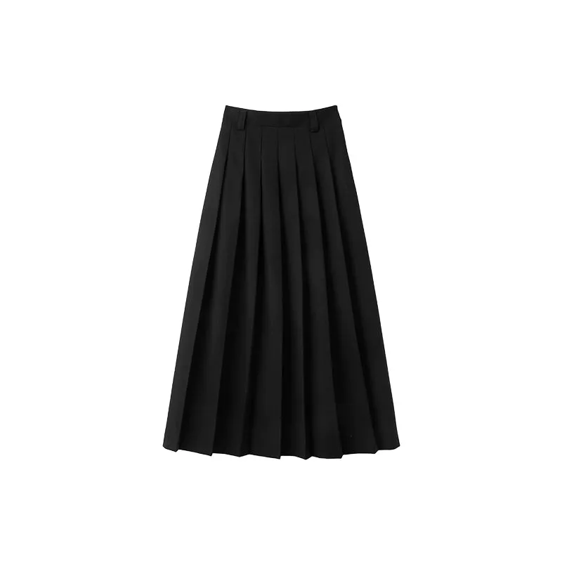 Elegant Black Pleated Maxi Skirt