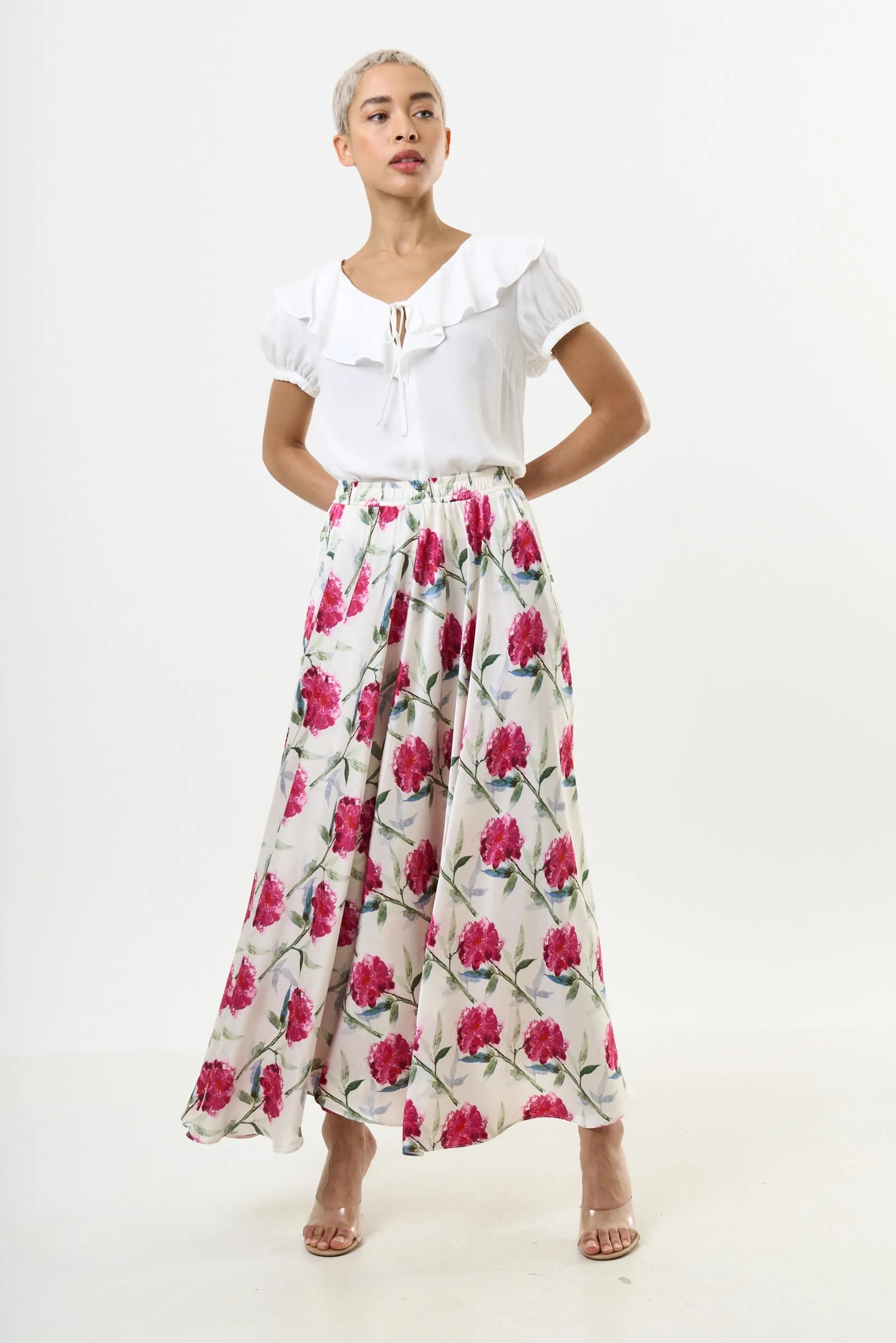 Eloise Moss Crepe Frill Collar Blouse - Off White