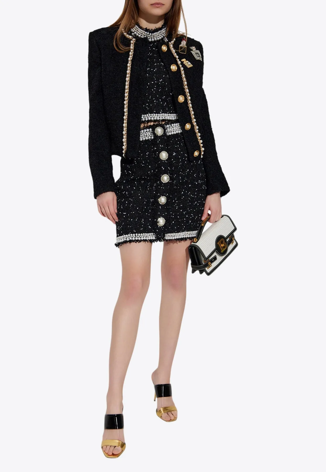 Embellished Mini Tweed Skirt