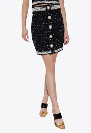 Embellished Mini Tweed Skirt