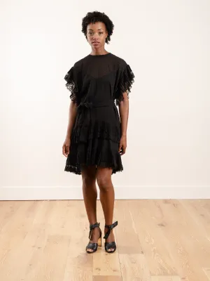 espionage pleat frill mini - black