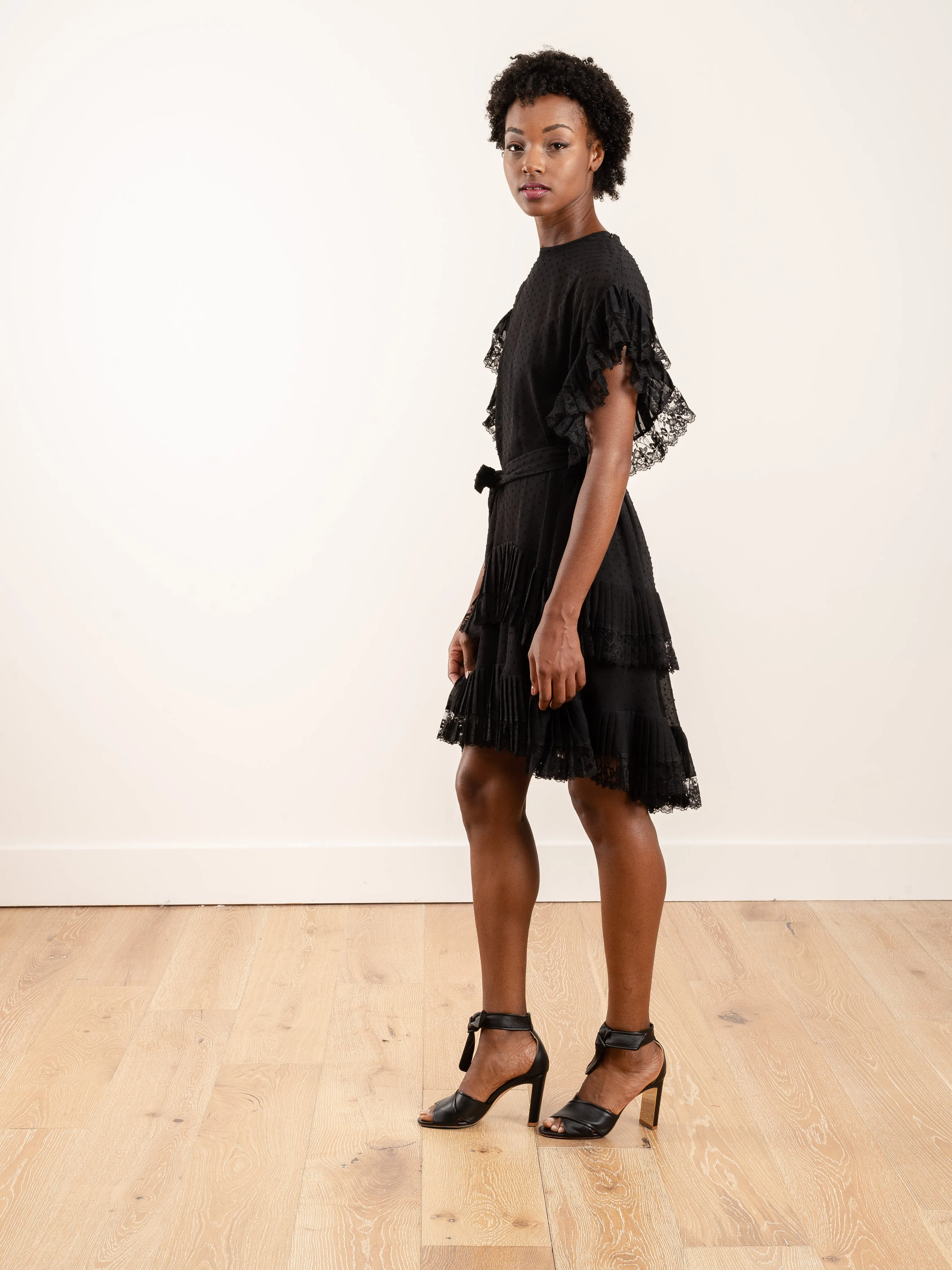 espionage pleat frill mini - black
