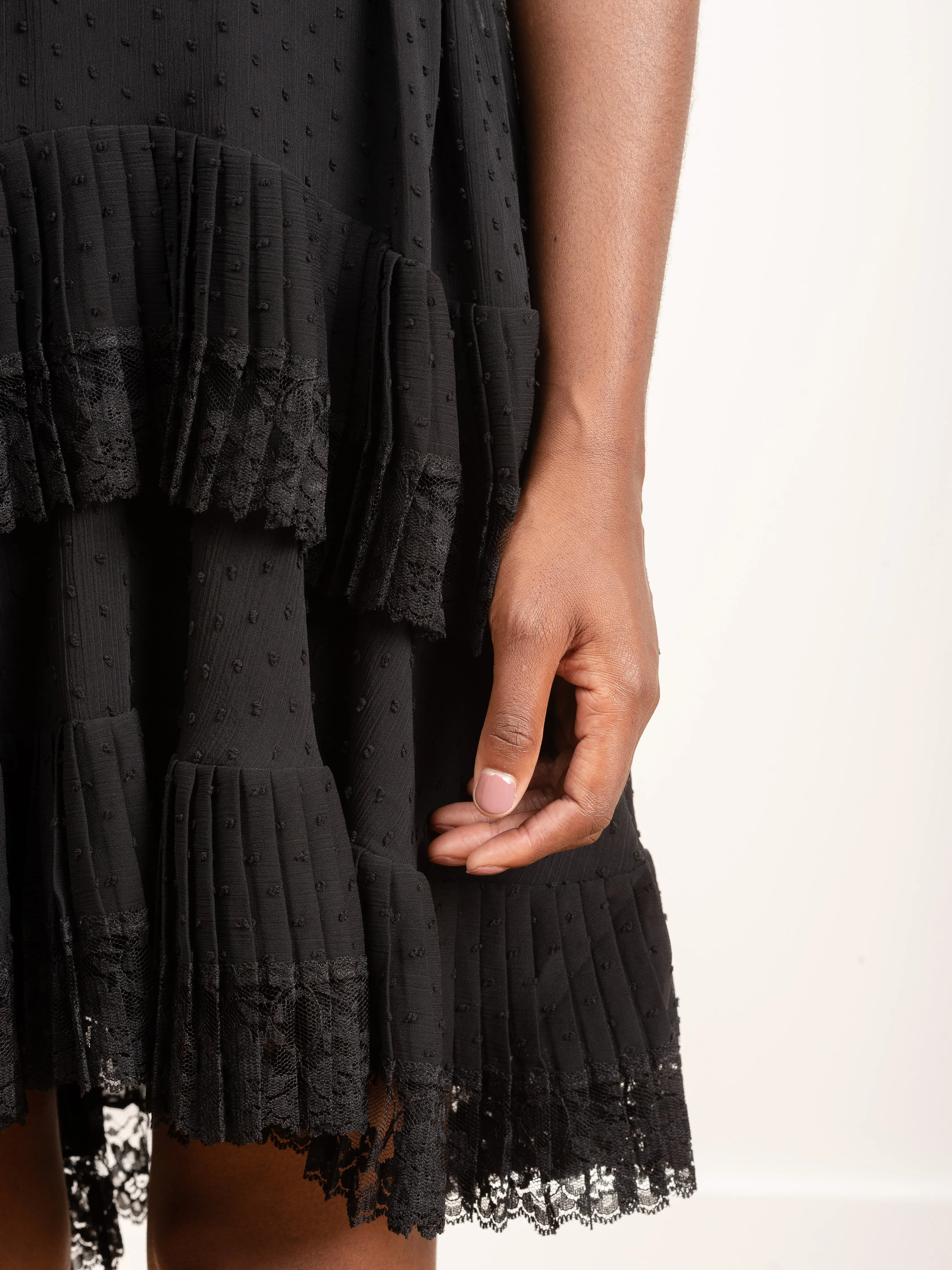 espionage pleat frill mini - black