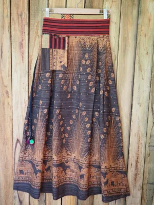 Feathery Long Skirt with Pocket - Charcoal