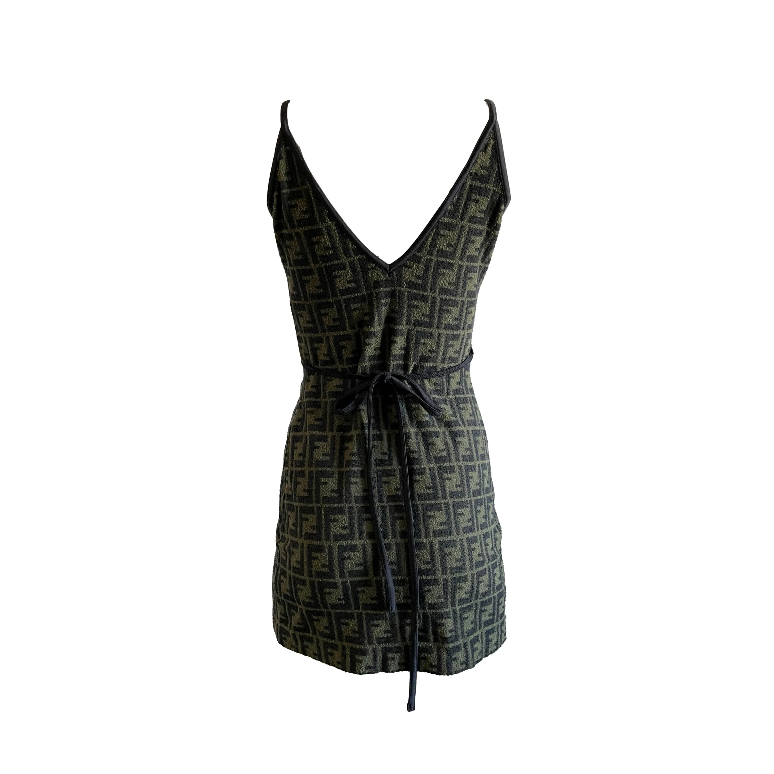 Fendi Green Monogram Terrycloth Wrap Dress