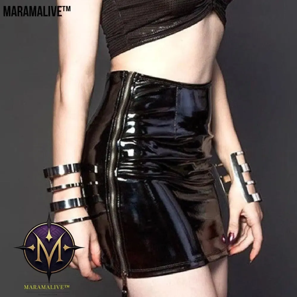 FFashion Sexy Patent Leather Skirt