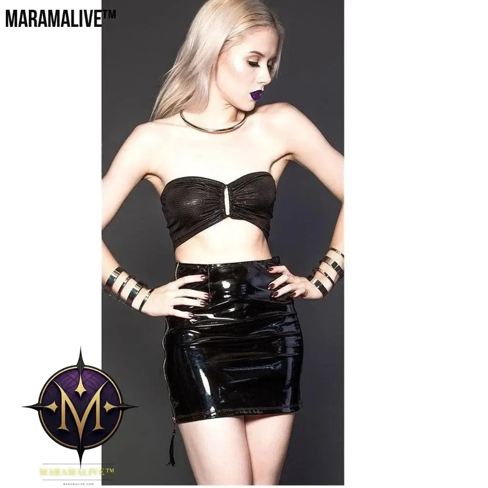 FFashion Sexy Patent Leather Skirt