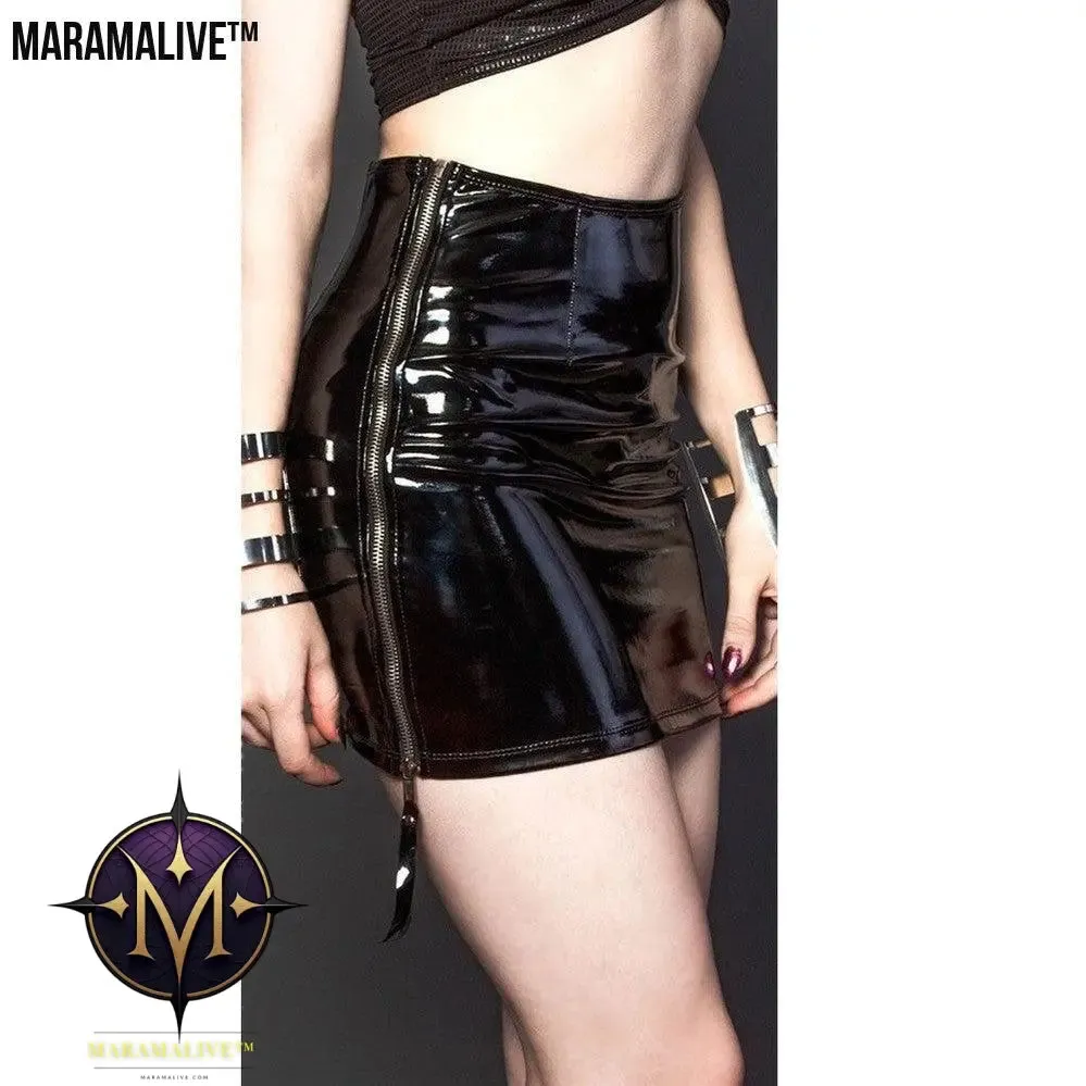 FFashion Sexy Patent Leather Skirt