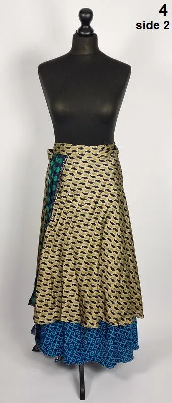 Flattering Indian gypsy wrap skirt, made from vintage silk-mix saree fabrics with Oriental & floral print #4