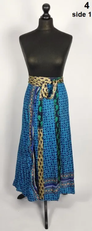 Flattering Indian gypsy wrap skirt, made from vintage silk-mix saree fabrics with Oriental & floral print #4