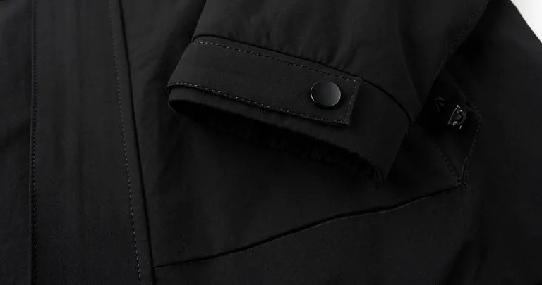 Fleece-lined Raincoat Track Jacket with Napoleon Pocket for Men
