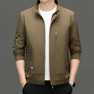 Fleece-lined Raincoat Track Jacket with Napoleon Pocket for Men