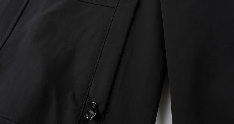 Fleece-lined Raincoat Track Jacket with Napoleon Pocket for Men