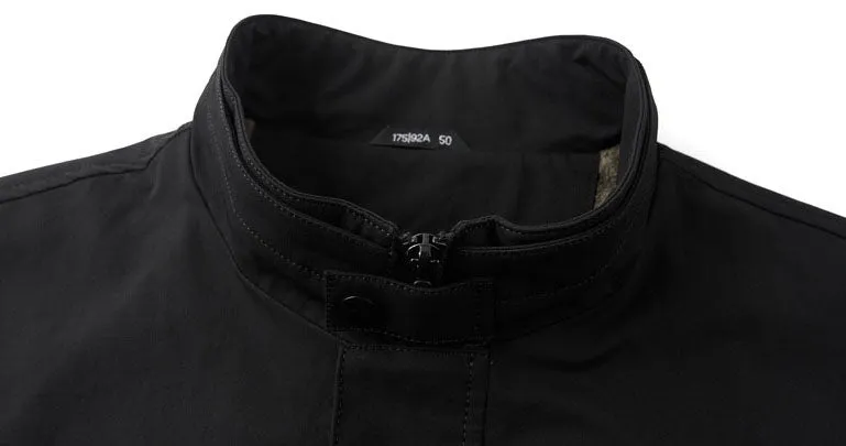 Fleece-lined Raincoat Track Jacket with Napoleon Pocket for Men