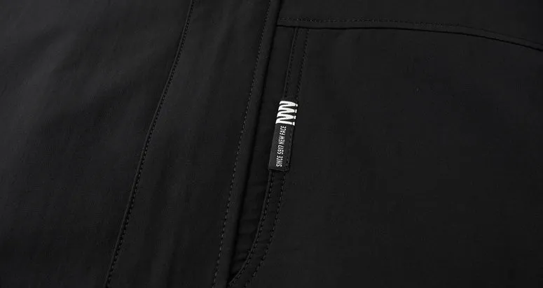 Fleece-lined Raincoat Track Jacket with Napoleon Pocket for Men